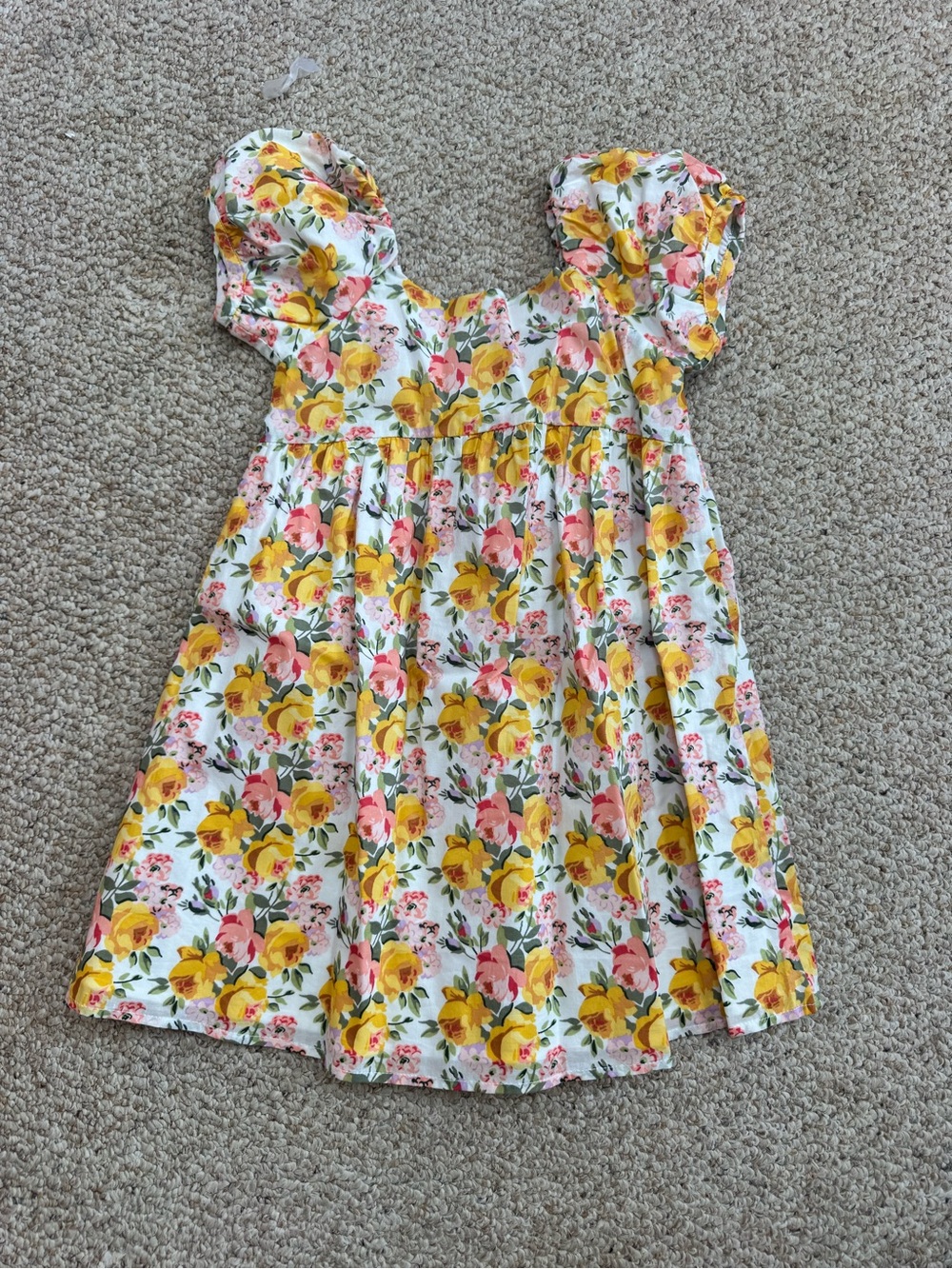 Janie and Jack White Dress with Yellow & Pink Floral Print